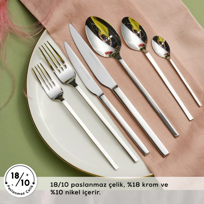 Karaca Elegance Pallas Platin 12 Kişilik 84 Parça Çatal Kaşık Bıçak Takımı
