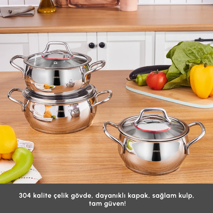 Karaca Emirgan İndüksiyon Tabanlı 6 Parça Çelik Midi Set