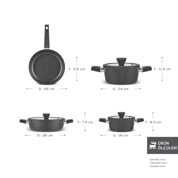 Karaca Biodiamond Regnum İndüksiyon Tabanlı 7 Parça Tencere Seti