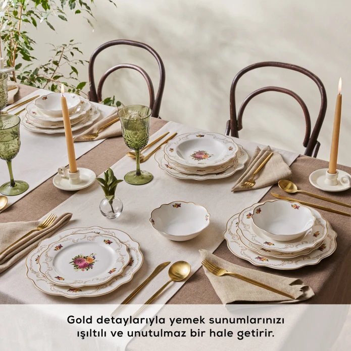 Karaca Forever Bone Antique 24 Parça 6 Kişilik Yemek Takımı