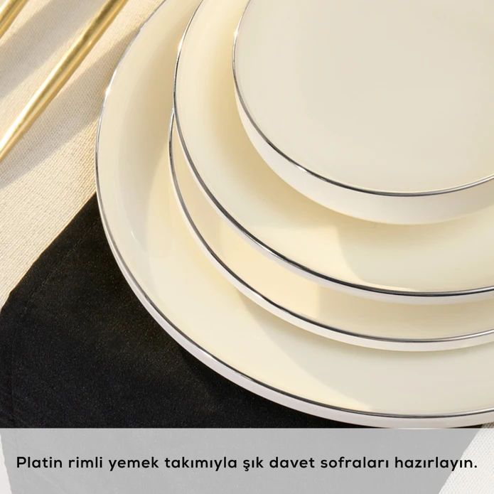 Karaca Fine Bone Meridian 59 Parça 12 Kişilik Yemek Takımı Platin