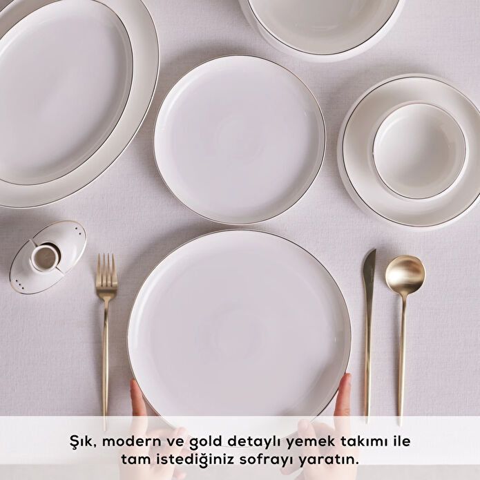 Karaca Stream Bone Hole 59 Parça 12 Kişilik Yemek Takımı Gold