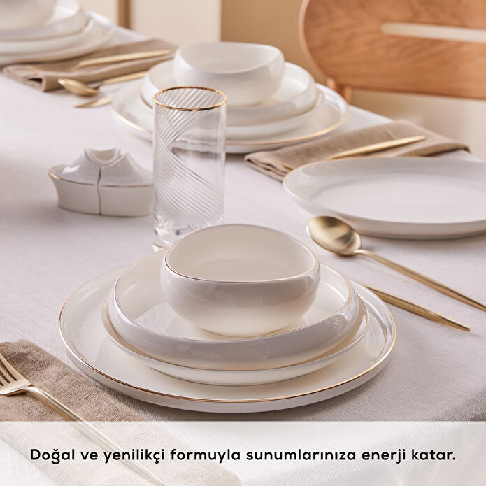 Karaca Stream Bone Hole 59 Parça 12 Kişilik Yemek Takımı Gold