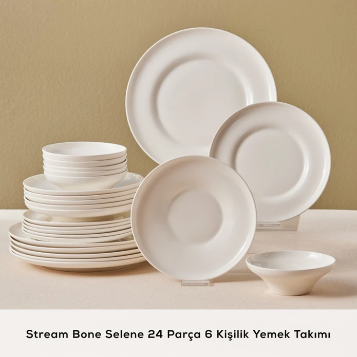 Karaca Stream Bone Selene 24 Parça 6 Kişilik Yemek Takımı