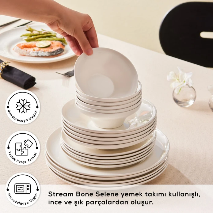 Karaca Stream Bone Selene 24 Parça 6 Kişilik Yemek Takımı