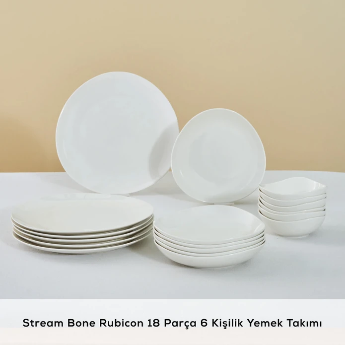 Karaca Stream Bone Rubicon 18 Parça 6 Kişilik Yemek Takımı 