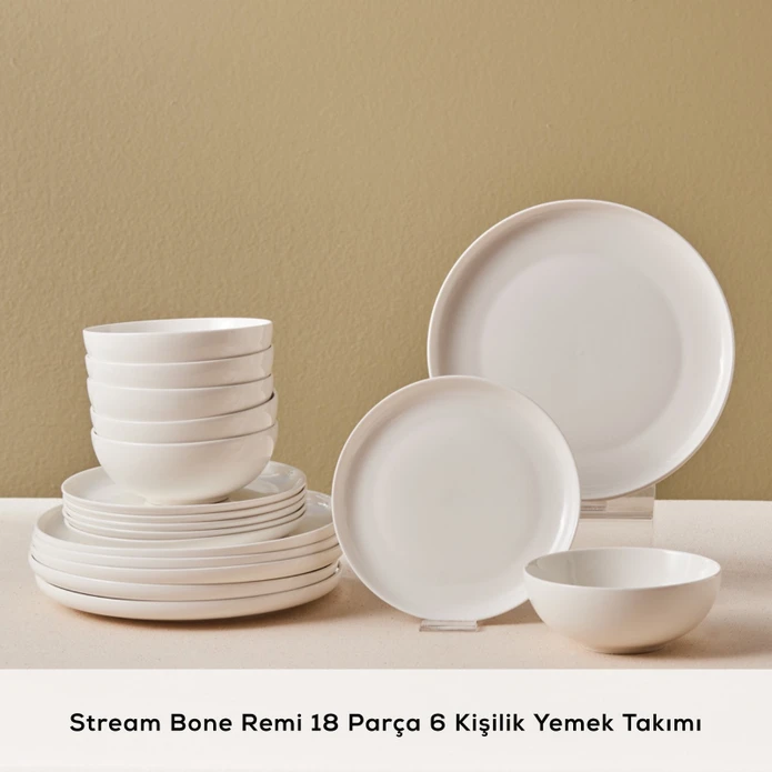 Karaca Stream Bone Remi 18 Parça 6 Kişilik Yemek Takımı