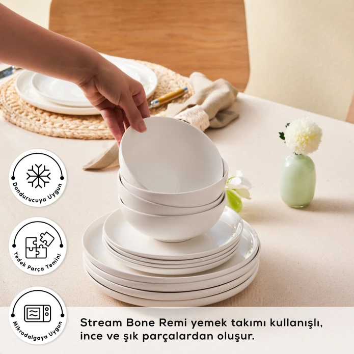 Karaca Stream Bone Remi 18 Parça 6 Kişilik Yemek Takımı