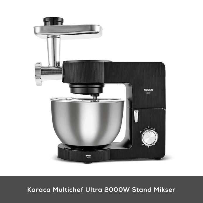 Karaca Multichef Ultra 2000W 7 Litre Stand Mikser Mutfak Şefi Black (Kıyma Çekme/Sucuk-Sosis/İçli Köfte Aparatlı)