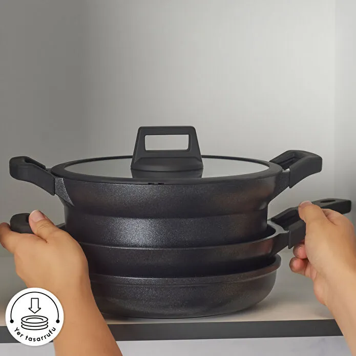 Karaca Biodiamond Riga İndüksiyon Tabanlı 7 Parça Döküm Tencere Seti