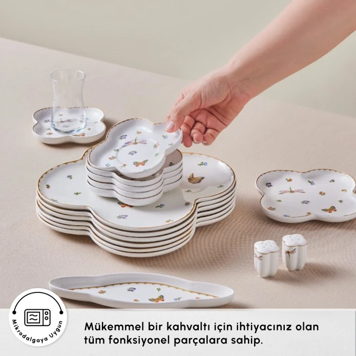 Karaca Stream Bone Destina 34 Parça 6 Kişilik Kahvaltı Takımı