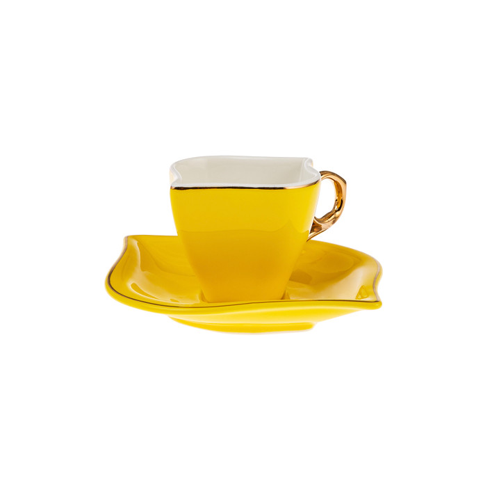 Emsan Sonsuz Aşk 2 Kişilik Kahve Fincan Takımı Limon Sarı 100 ml