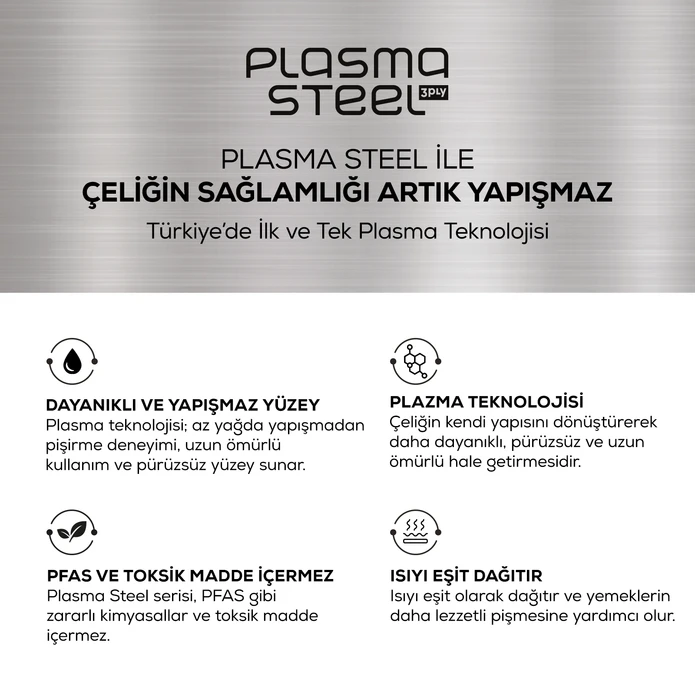 Karaca Plasma Steel 3Ply İndüksiyon Tabanlı Çelik Tava 24 Cm