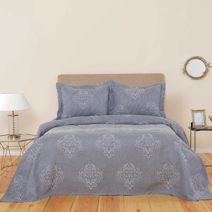 Karaca Home Amelie İndigo Çift Kişilik Yatak Örtüsü Set 
