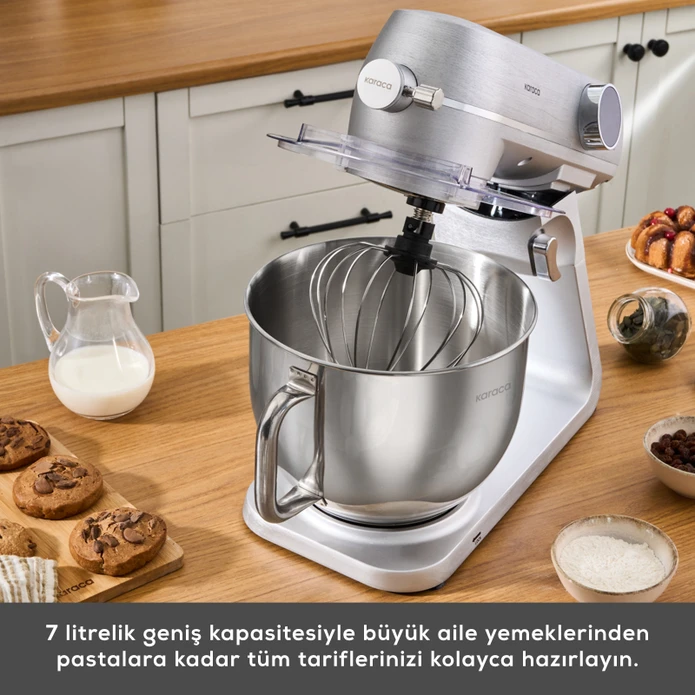 Karaca Multichef Artisan Digital Ekran 7 Litre Döküm Stand Mikser Silver Brushed 