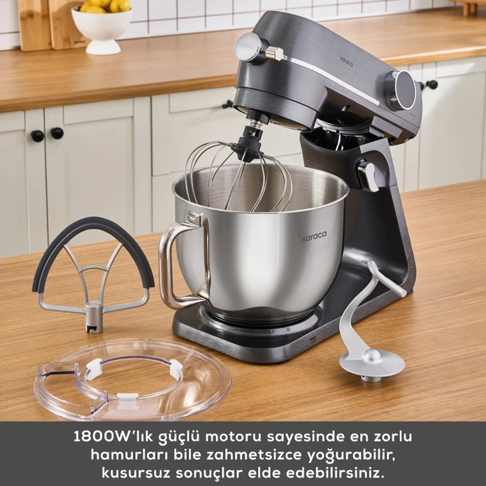 Karaca Multichef Artisan Digital Ekran 7 Litre Döküm Stand Mikser Brushed Gun Grey 1800W