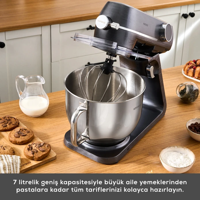 Karaca Multichef Artisan Digital Ekran 7 Litre Döküm Stand Mikser Brushed Gun Grey 1800W
