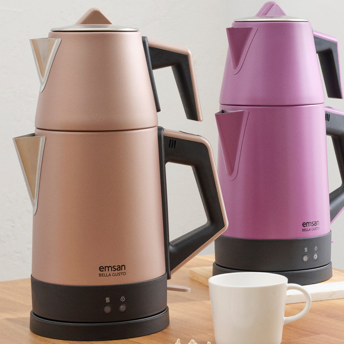 Emsan Bella Gusto Susuz Çalışma Emniyetli Elektrikli Çay Makinesi Golden Pink