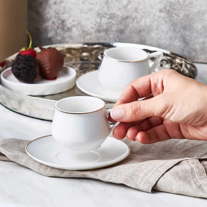 Karaca Nakkaş Beyaz 2 Kişilik Kahve Fincan Takımı 90 ml