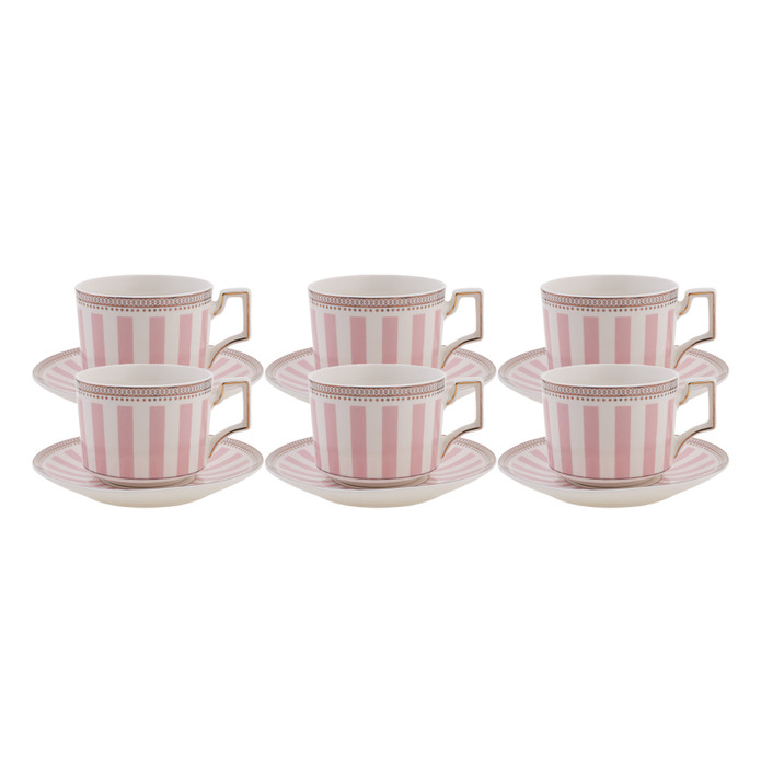 Karaca Jolly Pink Bold Line 6 Kişilik Kahve Fincan Takımı 100 ml