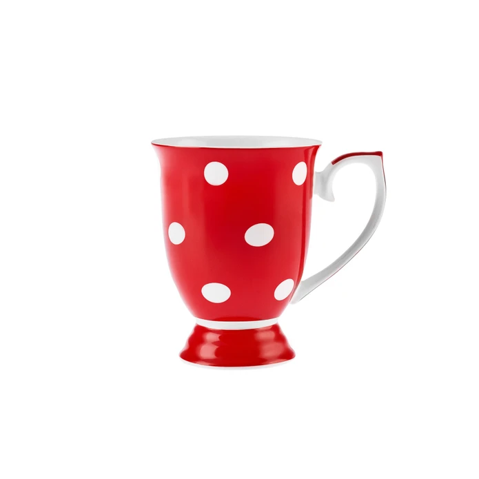 Karaca Polka Dot Kırmızı Beyaz Porselen Kupa 360 ml