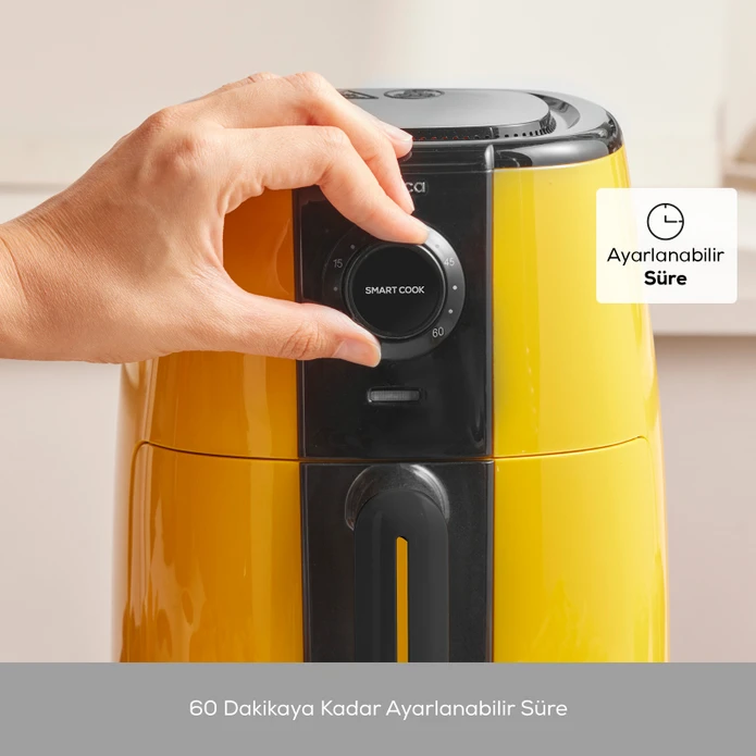 Karaca Smart Cook 60 Dakikaya Kadar Zaman Ayarlı Compact  Airfryer Pineapple Yellow 2 Kişilik