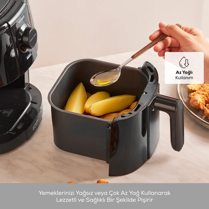 Karaca Smart Cook 60 Dakikaya Kadar Zaman Ayarlı Compact  Airfryer Pineapple Yellow 2 Kişilik