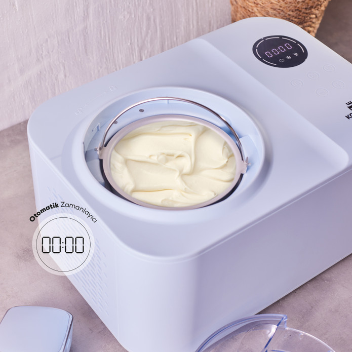 Karaca 2 in 1 Karıştırıcılı, Donduruculu Otomatik Dondurma Yapma Makinesi Ice Blue