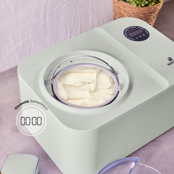Karaca 2 in 1 Karıştırıcılı, Donduruculu Otomatik Dondurma Yapma Makinesi Lime