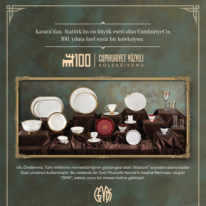 Karaca Cumhuriyet Yüzyılı Araf New Bone 56 Parça 12 Kişilik Yemek Takımı Gold 