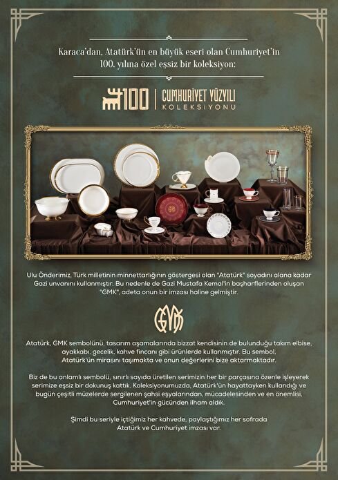 Karaca Cumhuriyet Yüzyılı Devin Porselen 24 Parça 6 Kişilik Yemek Takımı