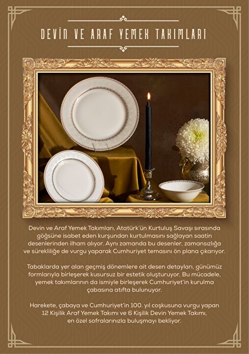 Karaca Cumhuriyet Yüzyılı Devin Porselen 24 Parça 6 Kişilik Yemek Takımı