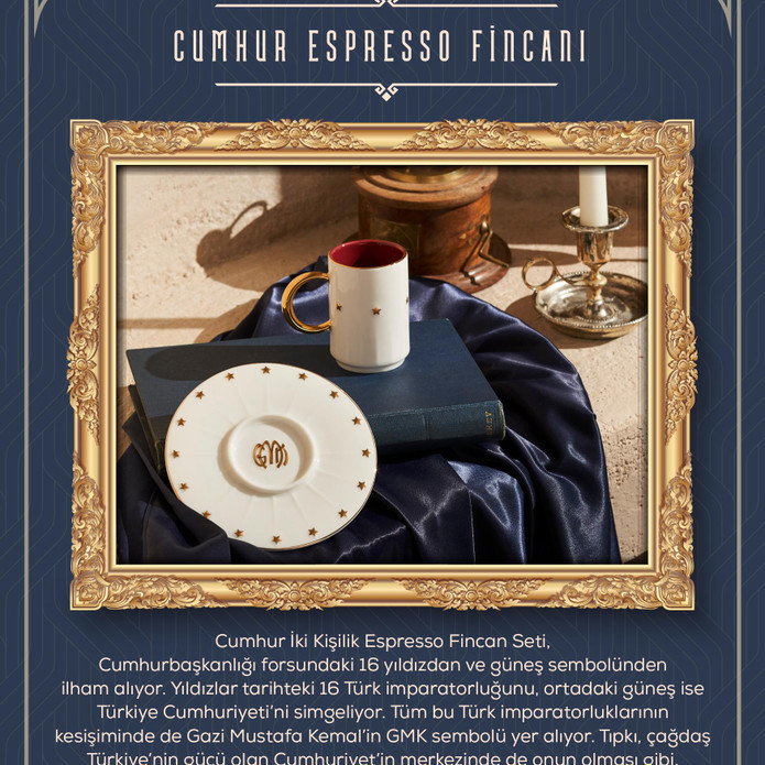 Karaca Cumhuriyet Yüzyılı Cumhur 2 Kişilik Espresso Fincan Takımı 80 ml