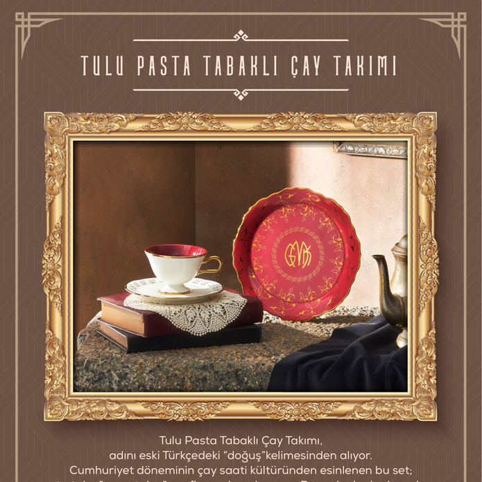 Karaca Cumhuriyet Yüzyılı Tulu Pasta Tabaklı Çay Takımı