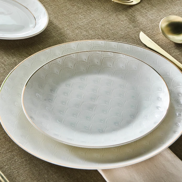 Karaca  Karaca Elegance Bone Mandarin 53 Parça 12 Kişilik Yemek Takımı Gold