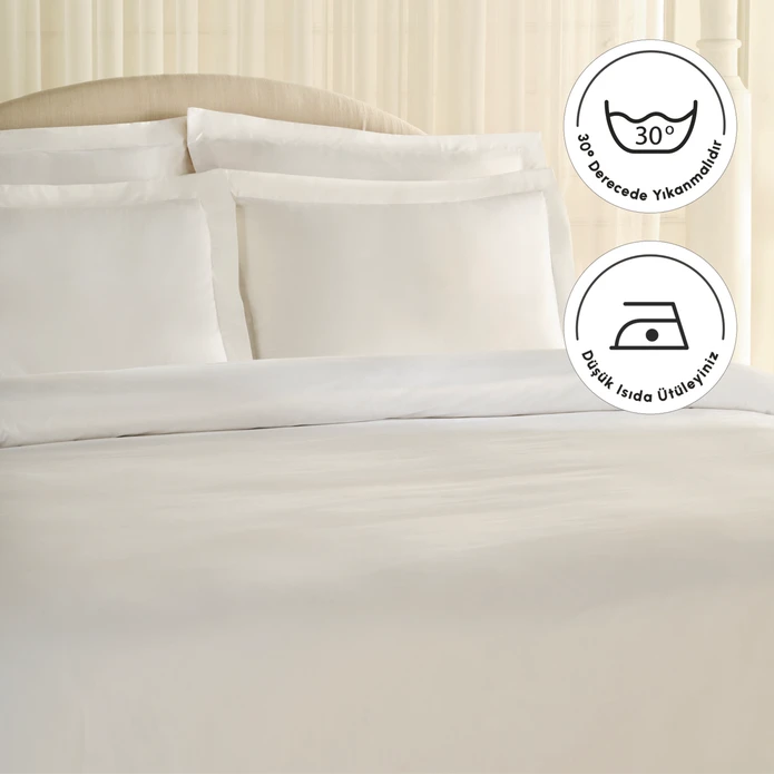 Karaca Home White Collection Ina 80 Tel %100 Pamuk Percale Çift Kişilik Nevresim Takımı Beyaz