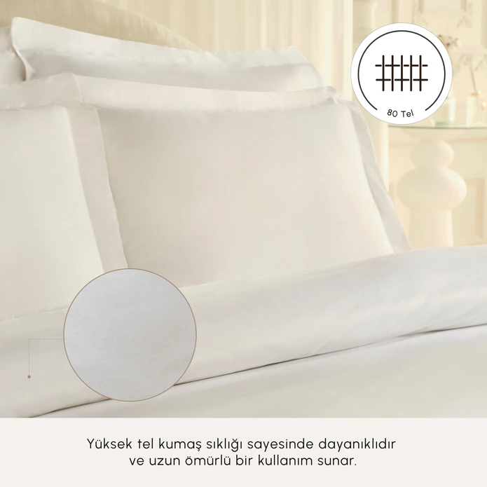 Karaca Home White Collection Ina 80 Tel %100 Pamuk Percale Çift Kişilik Nevresim Takımı Beyaz