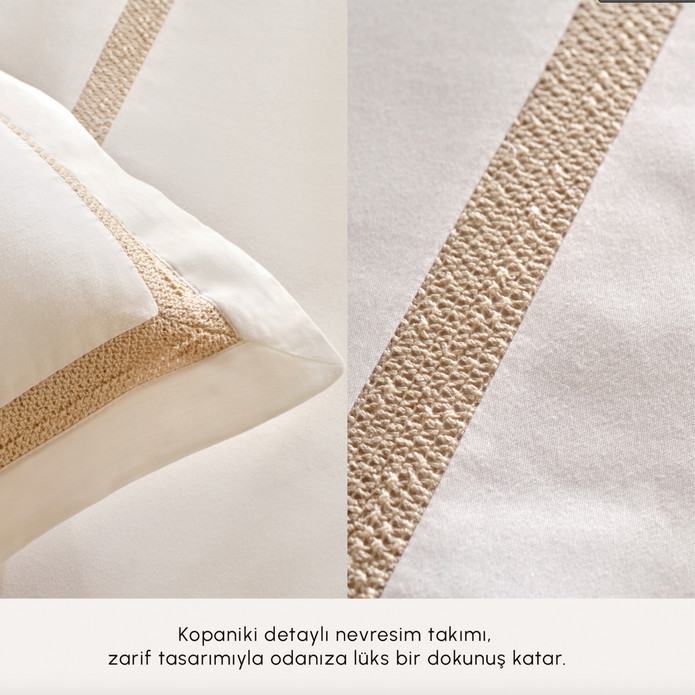 Karaca Home White Collection Bride Carina 80 Tel %100 Pamuk 8 Parça Evlilik Paketi Gold 