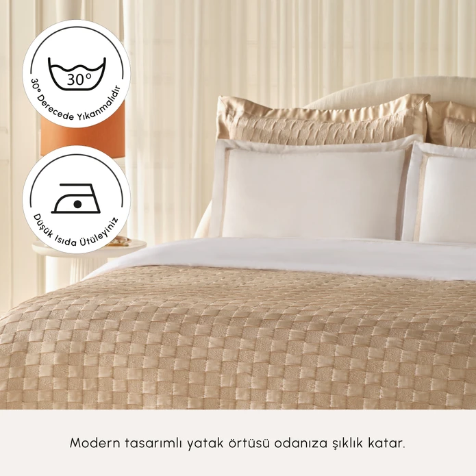 Karaca Home White Collection Bride Carina 80 Tel %100 Pamuk 8 Parça Evlilik Paketi Gold 