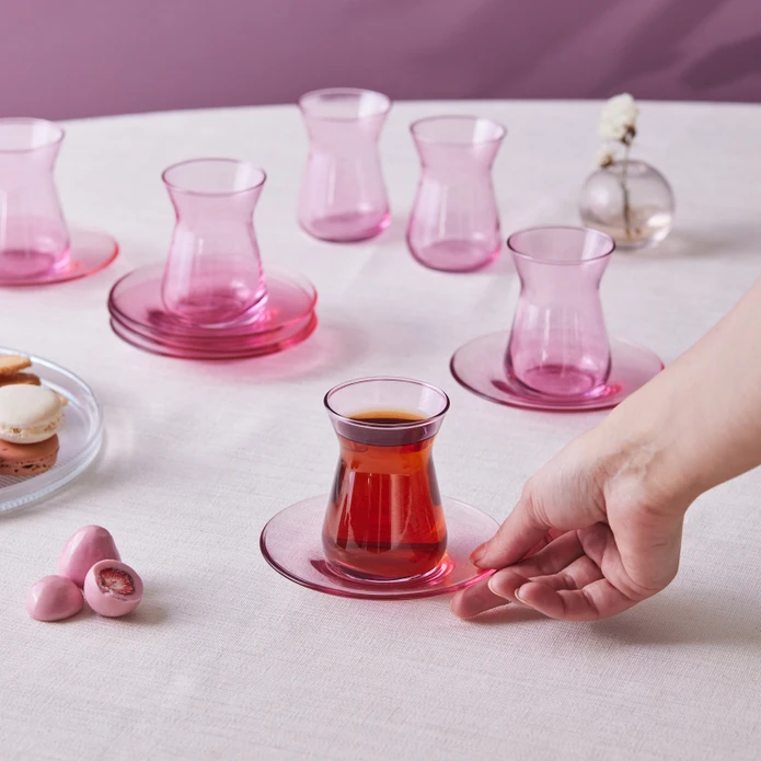 Karaca Barbara 6 Kişilik 12 Parça Çay Seti Pembe 