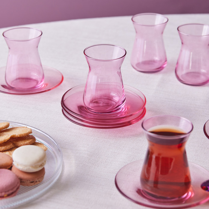 Karaca Barbara 6 Kişilik 12 Parça Çay Seti Pembe 