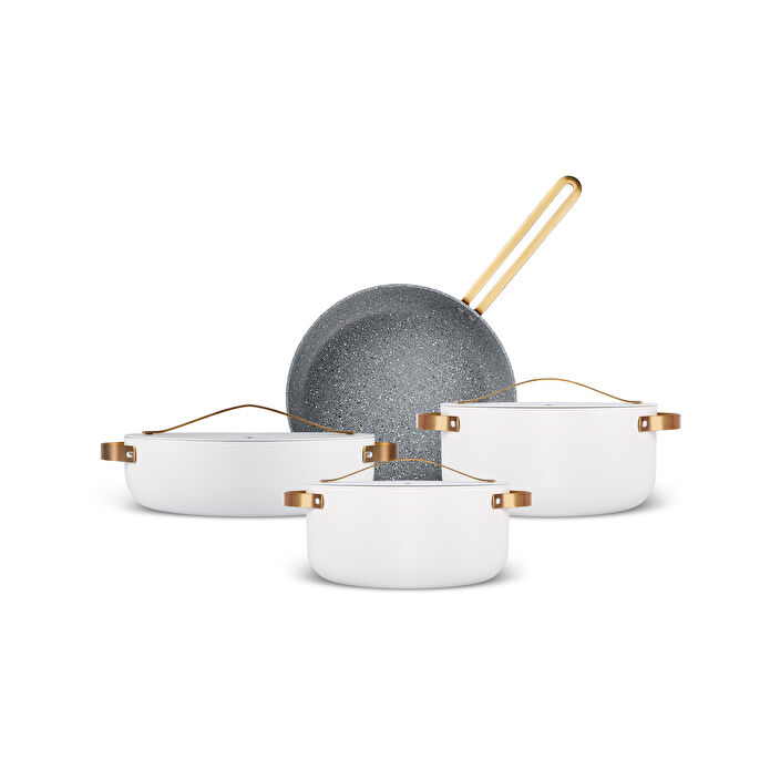 KARACA BİOGRANİT HELİX 7 PARÇA TENCERE SETİ CREAM