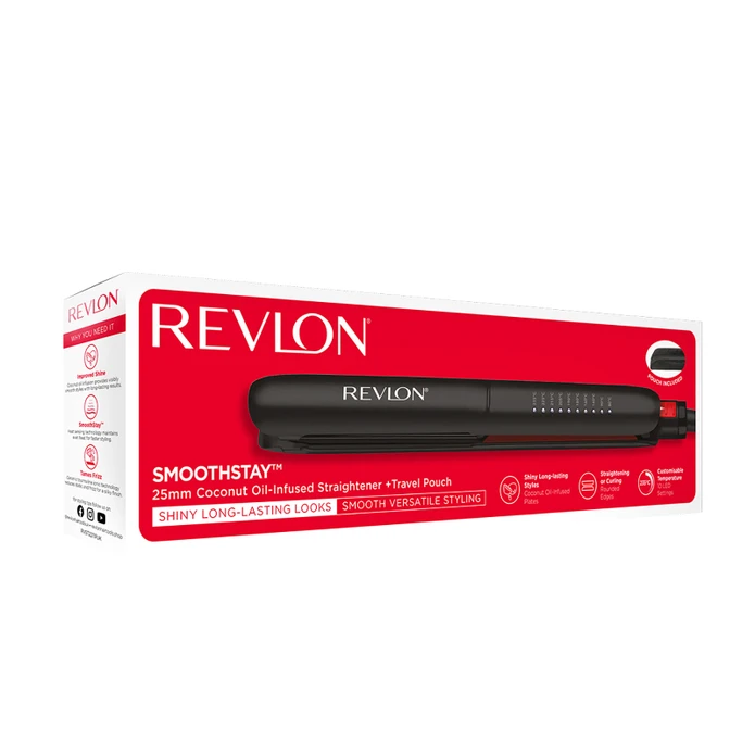 Revlon RVST2211PE Hindistan Cevizi Yağlı 25 MM Saç Düzleştirici Siyah