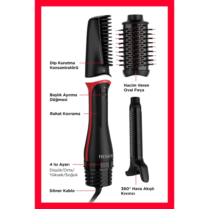 Revlon RVDR5333E One Step Blow Dry 3'ü 1 Arada Saç Kurutma ve Şekillendirme Cihazı Siyah