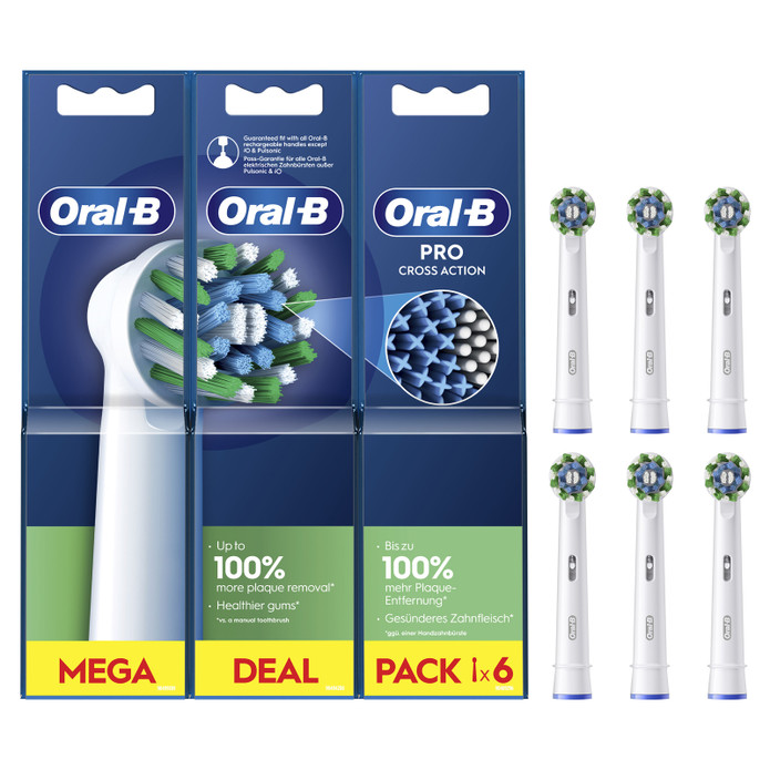 Oral B Pro Cross Action 6'lı Diş Fırçası Yedek Başlığı EB50 Beyaz