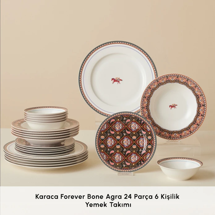 Karaca Forever Bone Agra 24 Parça 6 Kişilik Yemek Takımı