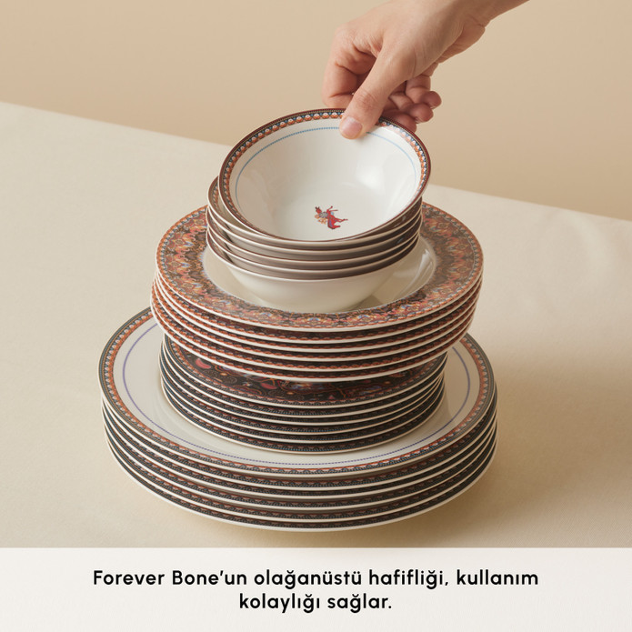 Karaca Forever Bone Agra 24 Parça 6 Kişilik Yemek Takımı