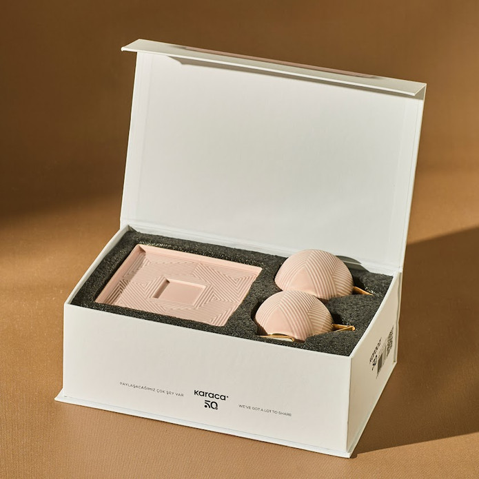 Karaca Art Deco 2 Kişilik Kahve Fincan Takımı 80 ml Pembe