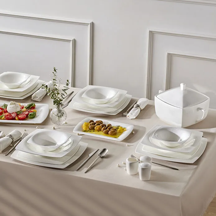 Karaca Fine Pearl Helen 58 Parça 12 Kişilik Kare Yemek Takımı
