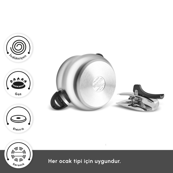 Karaca Retro İndüksiyon Tabanlı Paslanmaz Çelik Düdüklü Tencere 6 Lt